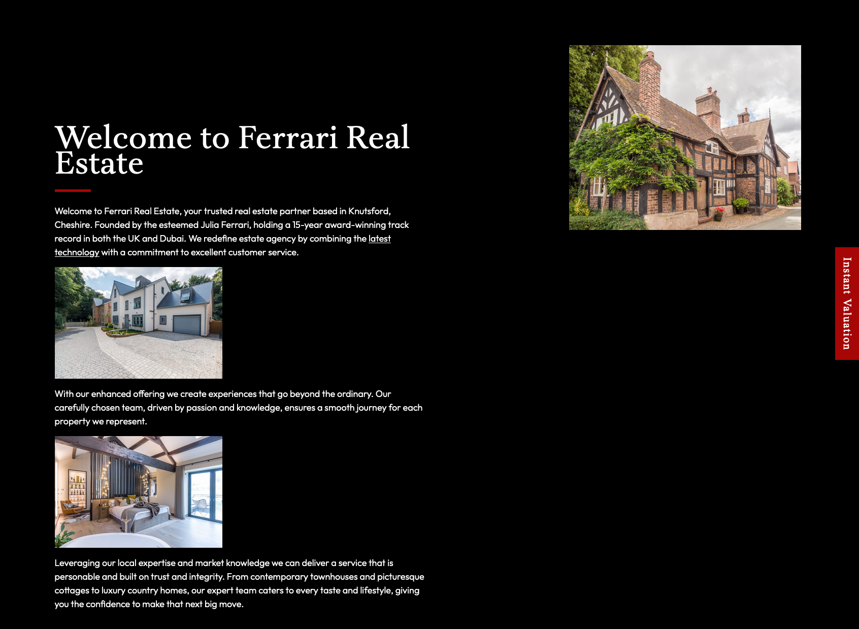 Dynamic content changes for Ferrari Real Estate's website during development.