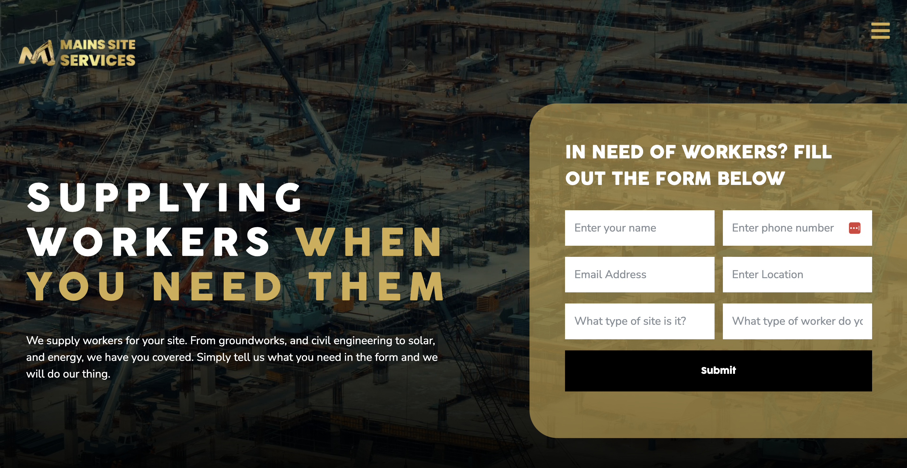 Custom animations implemented in the Mains Site Services website to enhance user interaction.